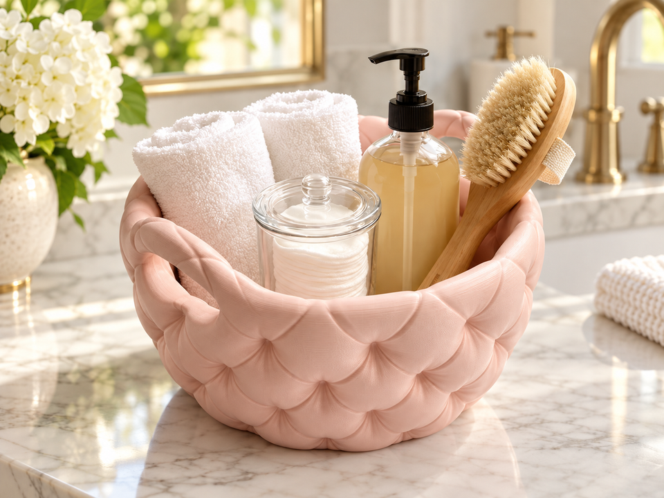 Cesta de baño con escamas 3D